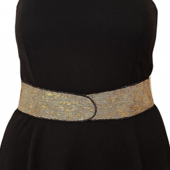 Vtg with Tags Christian Dior Ceintures M/L Gold Beaded Satin Lined Waist Belt - Picture 1 of 10